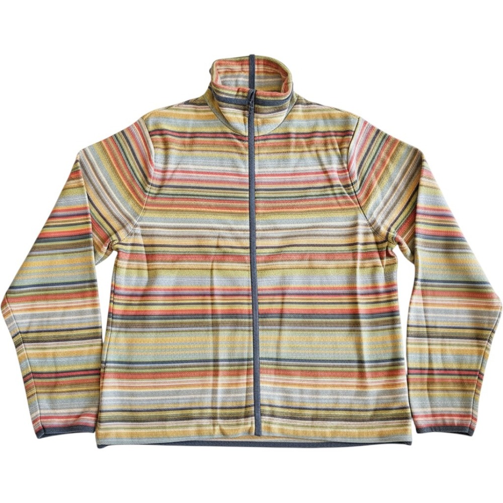 SO Blue Sigrid Olsen Vintage Y2K Striped Full Zip Mock Neck Sweater XL Multi